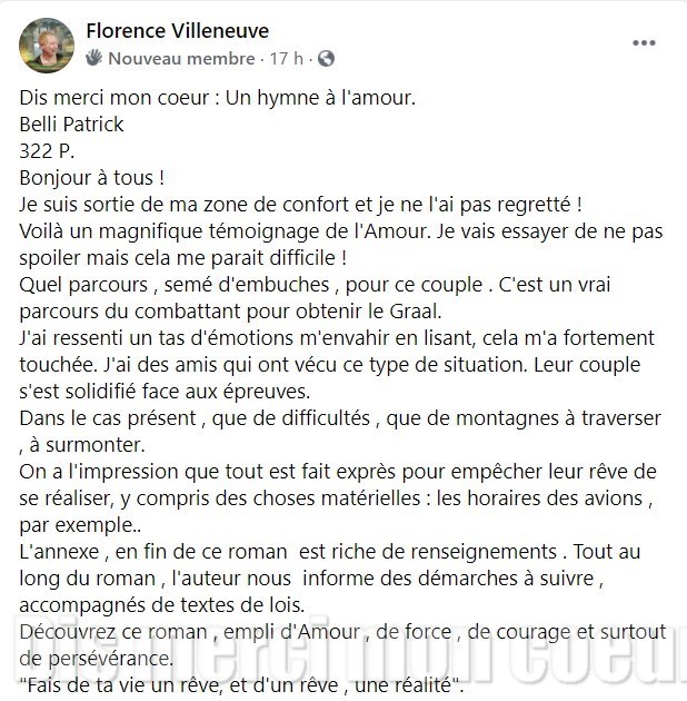 Avis lecteurs Florence Villeneuve