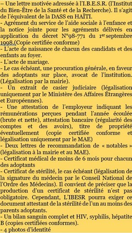 liste démarches adoption